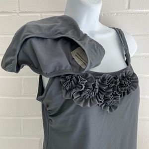 New With Tags Womens Grey Two-Piece Tankini Top Bathing Suit Size M